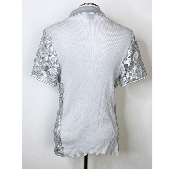 OSCALITO Silver Floral Silver Collared Button Up - Picture 2 of 5